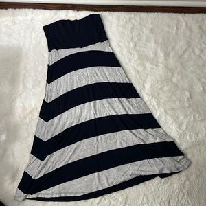 GAP maxi skirt/strapless dress. Size medium, gray and navy striped